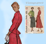 Simplicity 2605: 1940s Stunning Misses Peplum Suit Sz 34B Vintage Sewing Pattern