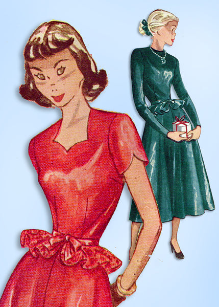 1940s Original Vintage Simplicity Pattern 2676 Uncut Misses Peplum Dress Sz 34 B