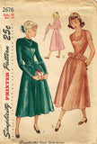 1940s Original Vintage Simplicity Pattern 2676 Uncut Misses Peplum Dress Sz 34 B