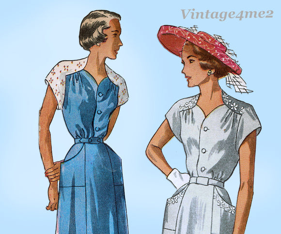 Simplicity 2737: 1940s Misses Embroidered Dress Sz 38 B Vintage Sewing Pattern