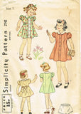 1940s Vintage Simplicity Sewing Pattern 2742 WWII Baby Girls Princess Dress Sz 1 vintage4me2