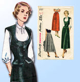 Simplicity 2757: 1940s Misses Skirt & Weskit Sz 32 B Vintage Sewing Pattern - Vintage4me2