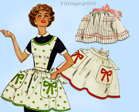 1950s Vintage Simplicity Sewing Pattern 2780 Misses Applique Apron Size Med