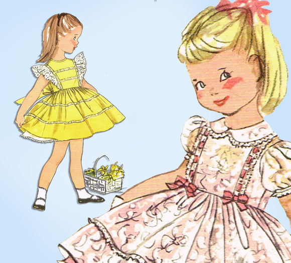 1950s Vintage Simplicity Sewing Pattern 2791 Toddler Girls Pianfore Dress Sz 1