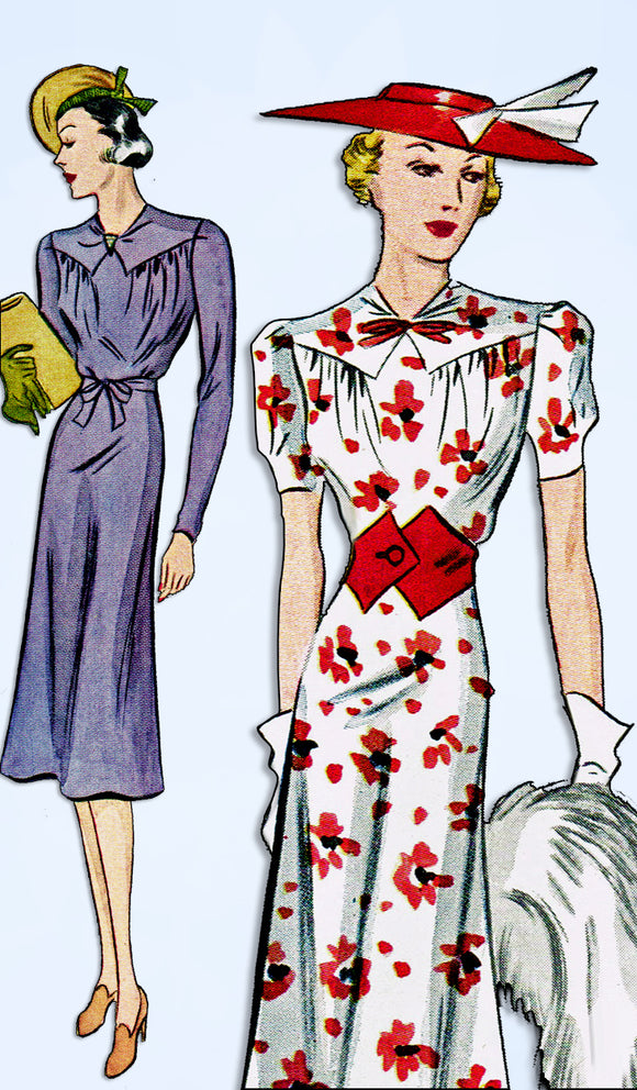 1930s Original Vintage Simplicity Pattern 2824 Misses Afternoon Dress Sz 36 Bust