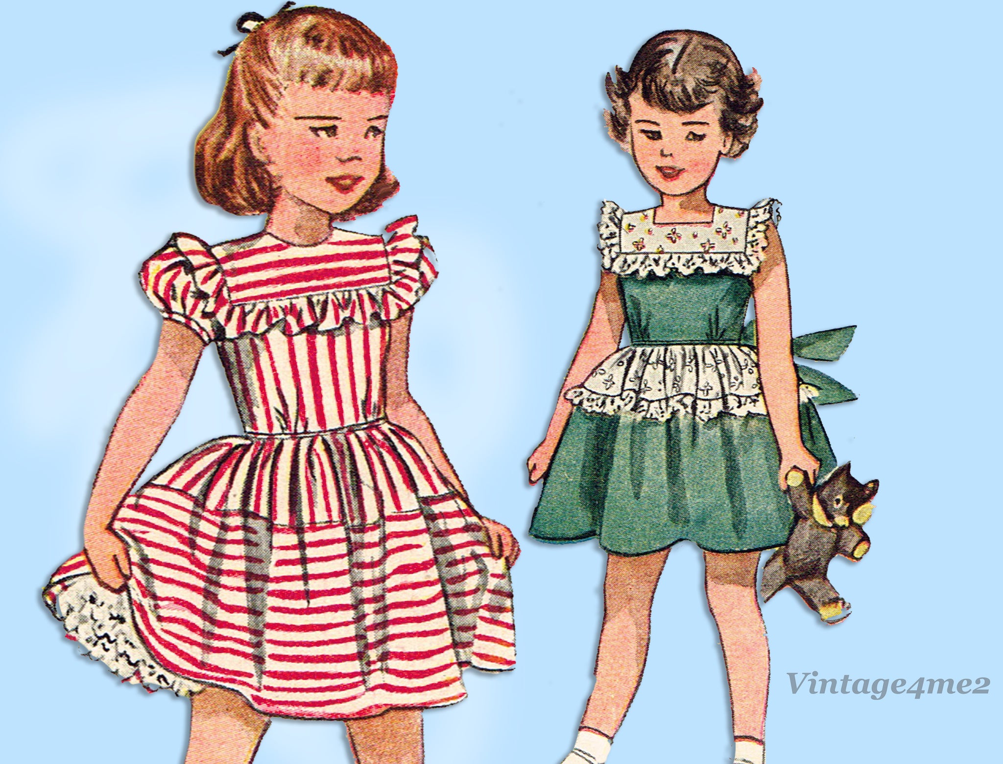 1940s Simplicity 1914 Vintage Sewing Pattern Girls Dress Size Size 6