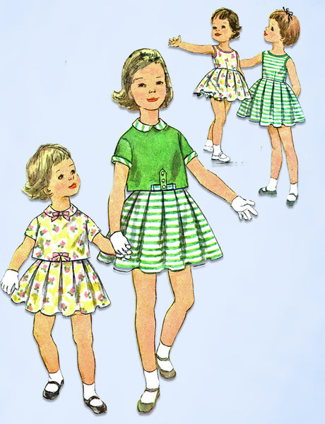 1950s Vintage Simplicity Sewing Pattern 2865 Uncut Toddler Girls Sun Dress Sz 6