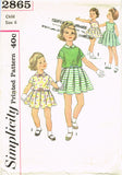 1950s Vintage Simplicity Sewing Pattern 2865 Uncut Toddler Girls Sun Dress Sz 6