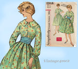 Simplicity 2918: 1950s Easy Misses Shirtwaist Dress 38 B Vintage Sewing Pattern