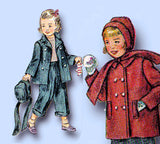 1940s Vintage Simplicity Sewing Pattern 2968 Toddler Girls Winter Pants Suit Sz4