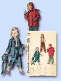 1940s Vintage Simplicity Sewing Pattern 2968 Toddler Girls Winter Pants Suit Sz4