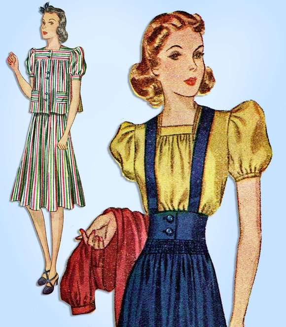 1930s Vintage Simplicity Sewing Pattern 2970 Uncut Misses Skirt & Blouse Size 33 Bust