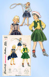 1940s Vintage Simplicity Sewing Pattern 3026 Toddler Girls 3 Pc Western Suit Sz3