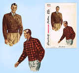 Simplicity 3074: 1940s Men's Lumber Jacket Sz 38-40 C Vintage Sewing Pattern