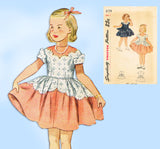 1950s Vintage Simplicity Sewing Pattern 3179 Toddler Girls Party Dress Size 5