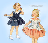 1950s Vintage Simplicity Sewing Pattern 3179 Toddler Girls Party Dress Size 5