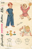 1950s Vintage Simplicity Sewing Pattern 3181 Baby Boys Romper or Coveralls Sz 1 - Vintage4me2