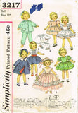 1950s Vintage Simplicity Sewing Pattern 3217 15 Inch Shirley Temple Doll Clothes