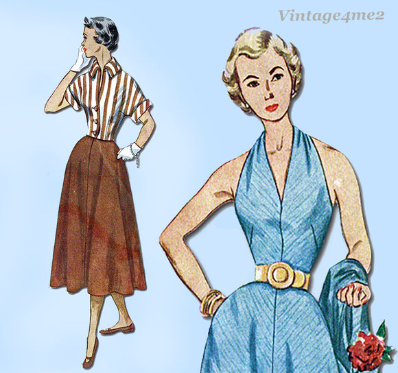 1950s Vintage Simplicity Sewing Pattern 3238 Misses Sun Dress & Topper 29B