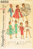 Simplicity 3252: 1950s Cute 14in Miss Revlon Doll Clothes Set Vintage Sewing Pattern