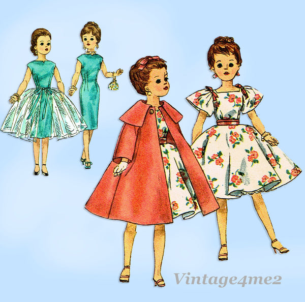 Simplicity 3252: 1950s Cute 14in Miss Revlon Doll Clothes Set Vintage Sewing Pattern