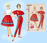 Simplicity 3297: 1950s Easy Uncut Misses Play Clothes 34B Vintage Sewing Pattern