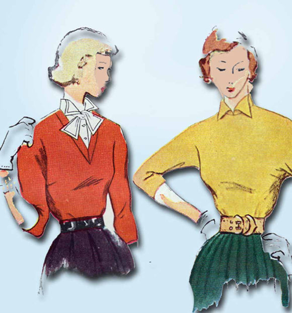 1950s Vintage Simplicity Sewing Pattern 3302 Uncut Misses Kimono Blouse Size 12