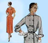 Simplicity 3308: 1950s Stylish Misses Coat Dress Sz 37 B Vintage Sewing Pattern