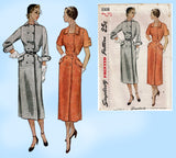 Simplicity 3308: 1950s Stylish Misses Coat Dress Sz 37 B Vintage Sewing Pattern