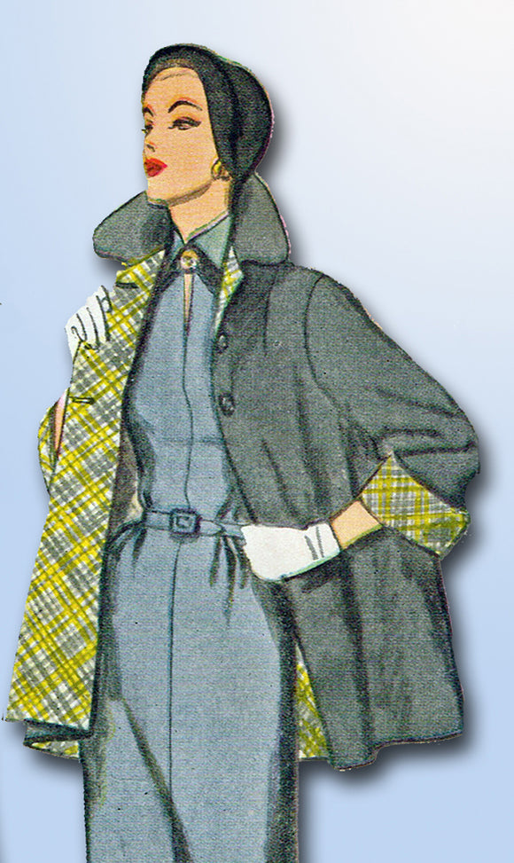 1950s Vintage Simplicity Sewing Pattern 3342 Uncut Misses Swagger Coat Size 33 B