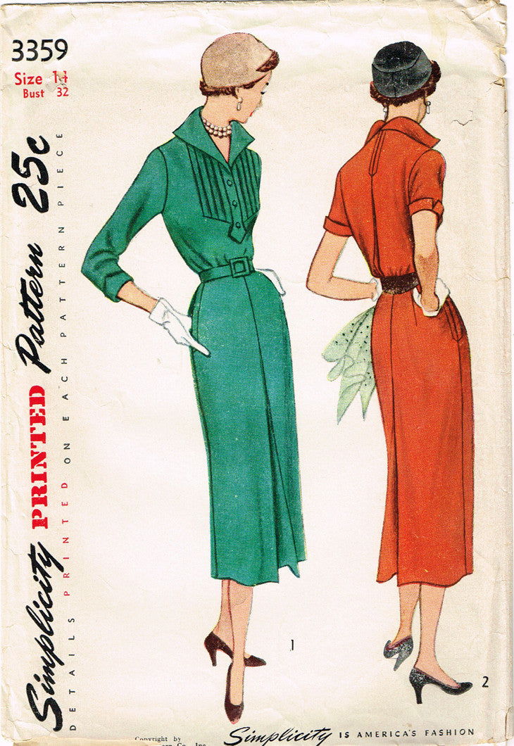 1950s Vintage Simplicity Sewing Pattern 3359 Uncut Misses Slender Dres ...