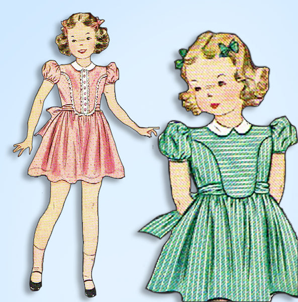 1940s Vintage Simplicity Sewing Pattern 3368 WWII Little Girls Party Dress Size 8