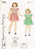 1940s Vintage Simplicity Sewing Pattern 3368 WWII Little Girls Party Dress Size 8