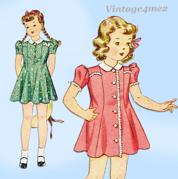 Simplicity 3436 1940s Uncut Little Girls Princess Dress Pattern