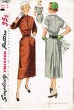 Simplicity 3487: 1950s Misses Street Dress Sz 30 B Vintage Sewing Pattern