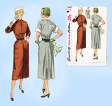 Simplicity 3487: 1950s Misses Street Dress Sz 30 B Vintage Sewing Pattern