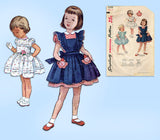 Simplicity 3506: 1950s Toddler Girls Dress & Pinafore Sz3 Vintage Sewing Pattern