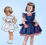 Simplicity 3506: 1950s Toddler Girls Dress & Pinafore Sz3 Vintage Sewing Pattern