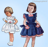 Simplicity 3506: 1950s Toddler Girls Dress & Pinafore Sz3 Vintage Sewing Pattern