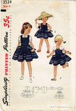 Simplicity 3534: 1950s Cute Toddler Girls Sun Dress Sz 4 Vintage Sewing Pattern