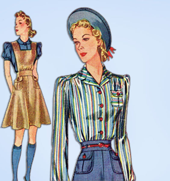 1940s Vintage Simplicity Sewing Pattern 3536 WWII Misses Jumper & Blouse Sz 32 B from Vintage4me2