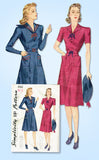 1940s Original Vintage Simplicity Sewing Pattern 3562 WWII Misses Sailor Dress Sz 30 Bust