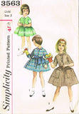 1960s Vintage Simplicity Sewing Pattern 3563 Toddler Girls Shirtwaist Dress Sz 2