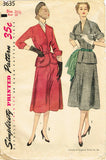 1950s Vintage 1951 Simplicity Sewing Pattern 3635 Misses Half Size Suit Sz 39 Bust