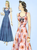 1940s Vintage Simplicity Sewing Pattern 3655 Easy WWII Misses Evening Gown 36B