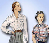 1950s Vintage Simplicity Sewing Pattern 3656 Uncut Misses Shirtwaist Blouse 30B