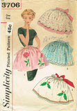 1960s Original Vintage Simplicity Sewing Pattern 3706 Misses Cocktail Apron Set