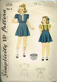 1940s Vintage Simplicity Sewing Pattern 3724 WWII Toddler Girls Bolero Suit Sz 2