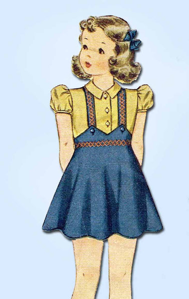 1940s Vintage Simplicity Sewing Pattern 3724 WWII Toddler Girls Bolero Suit Sz 2