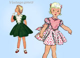 1950s Vintage Simplicity Sewing Pattern 3753 Toddler Girls Dress & Plastron Bib Sz4